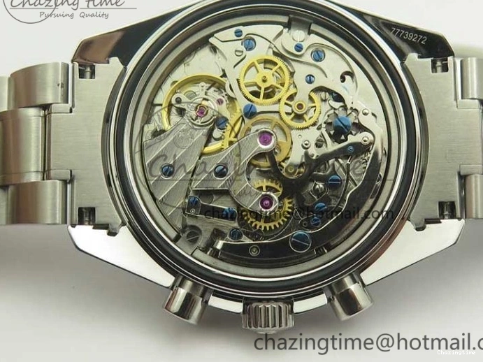 0114 Durable Speedmaster Professional SS OMF Best Edition Black Dial on SS Bracelet Manual Winding Chrono Movement 7995